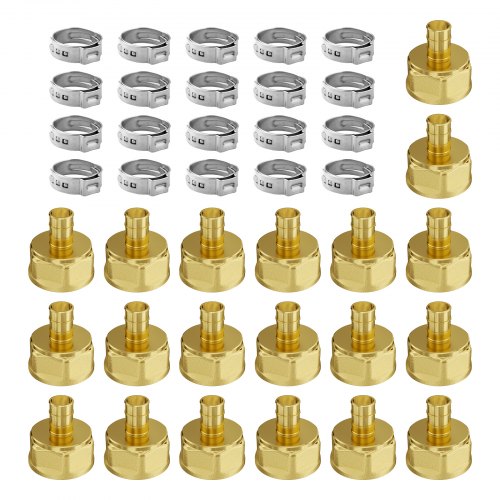 

VEVOR Pipe Fittings 1/2" 20PCS Brass Clamp-style 1/2 NPT Internal Thread for Air