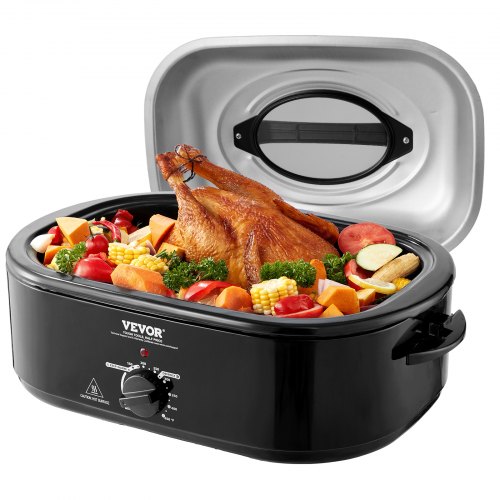 

VEVOR Electric Roaster Oven, 20 QT Turkey Roaster Oven with Self-Basting Lid, 1450W Roaster Oven with Defrost & Warm Function, Adjustable Temperature, Removable Pan & Rack, Fits Turkeys Up to 24LBS