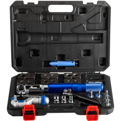 VEVOR Hydraulic Flaring Tool Kit with Tube Cutter Flare Tool Kit Deburrer Fuel Line 8PCS Swage Adapter Flaring Tool Kit for 3/16 to 7/8 Inch