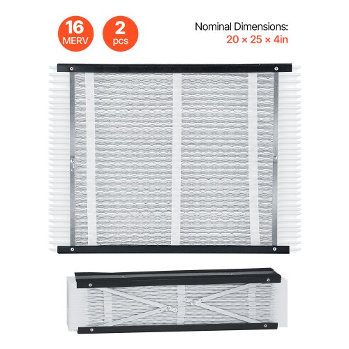 

Air Filters MERV 16 Electrostatic Pleated HVAC Furnace Filter 2-Pack 20 x 25 x 4