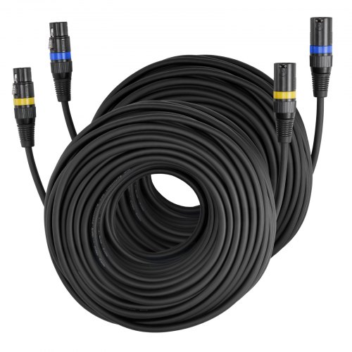 VEVOR XLR Cable 30.48 m, 2 Pack, Shielded Balanced DMX Male to Female Microphone Cables, Gold-Plated 3-Pin XLR Mic Speaker Cord Wire, for Stage Lighting, Microphones, Amplifier, Mixer, Speaker Systems