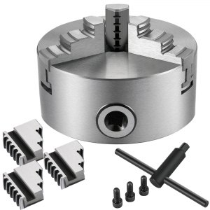 4"/100MM FRONT LOAD 3 JAW SELF CENTERING CHUCK WITH REVERSIBLE JAWS & BACKPLATE 