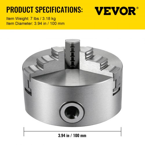 4inch 3-Jaw Self-Centering Metal Lathe Chuck with Extra Jaws Turning Machine Accessories for Industrial Components Self-Centering Lathe Chuck