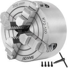 VEVOR K72-100 Lathe Chuck 4 Inch 4-Jaw,Lathe Chuck Independent Reversible Jaw,Metal Lathe Chuck Turning Machine Accessories,for Lathes Machine