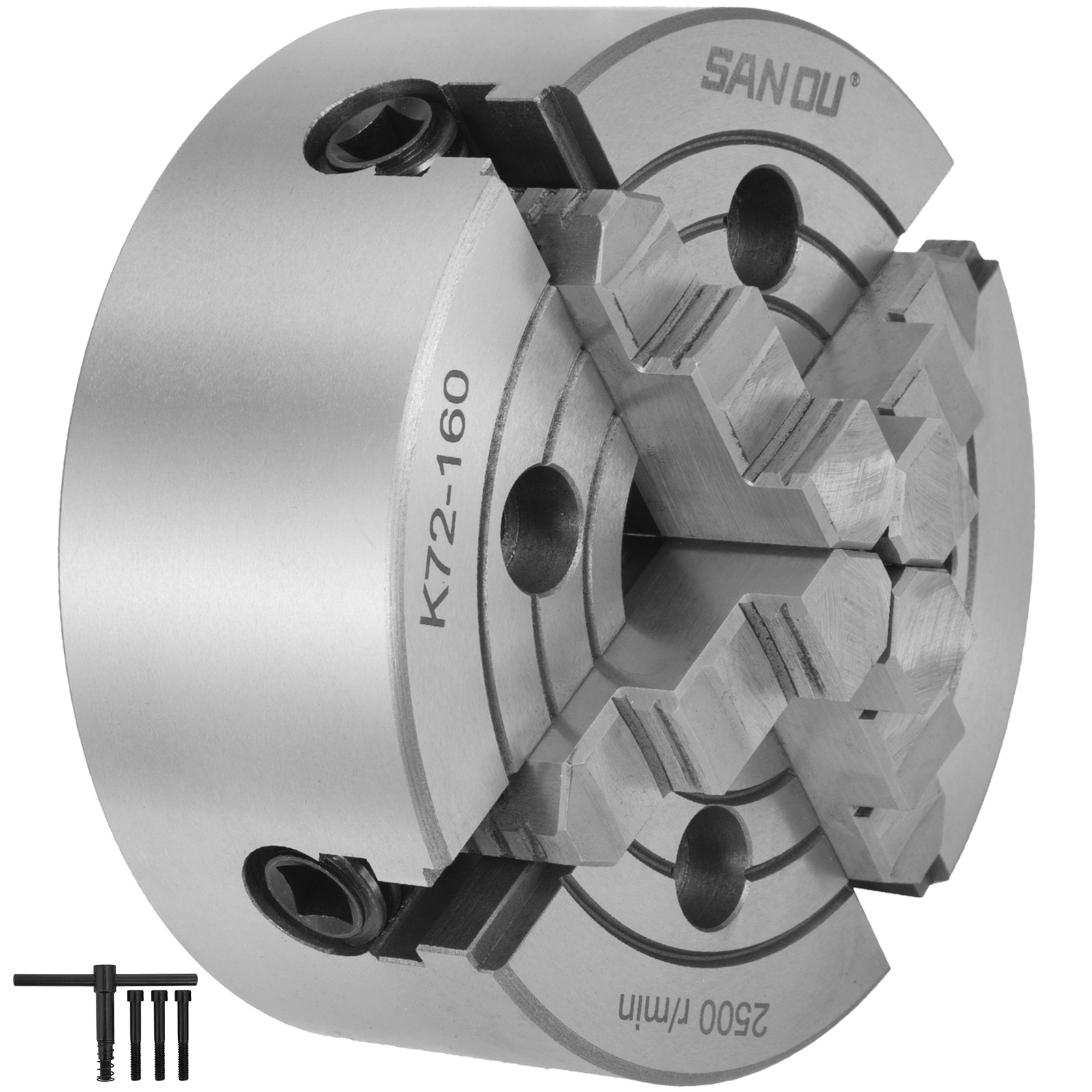 VEVOR K72160 Lathe Chuck, 6" 4Jaw, Independent Reversible Jaw, Metal