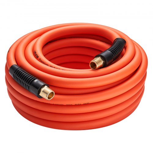 

VEVOR Air Hose, 1/2" x 50ft Hybrid Air Hose, Lightweight, Kink Resistant, Pneumatic Hoses with 1/2 inch Solid Brass Male Fittings, Three-Layer Hybrid Material, 300 PSI, All-Weather Flexibility, Orange