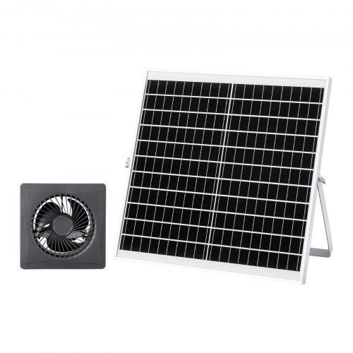 VEVOR Solar Powered Fan, 20W Solar Panel with Battery Storage, 220 CFM Airflow, Adjustable Panel Angle, 2030 RPM High-Speed, Fast Air Exchange for Gre