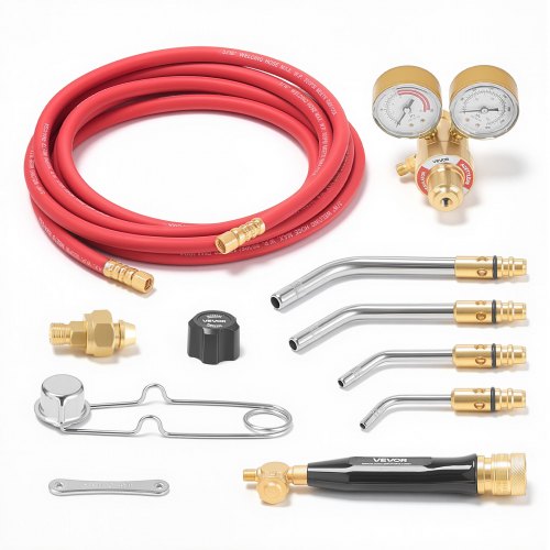 

VEVOR Air Acetylene Torch Kit, Acetylene Gas Welding Tool with 11.8FT Rubber Hose, 4 Welding Tips & CGA200 Regulator, Swirl Frame Gas Brazing Torch Kit for Home DIY and Industrial Metalworking