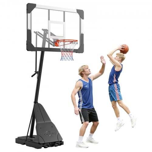 

VEVOR Portable Basketball Stand, 8.04 to 10 ft Height Adjustment Basketball Hoop & Goal, Basketballs Hoop Outdoor with 44 inch PC Backboard for Kids, Adults in Schools, Parks, Indoor & Outdoor Use