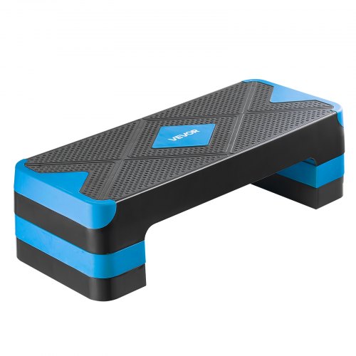 

Aerobic Exercise Step Platform Height Adjustable Workout Stepper 4 Riser Blue