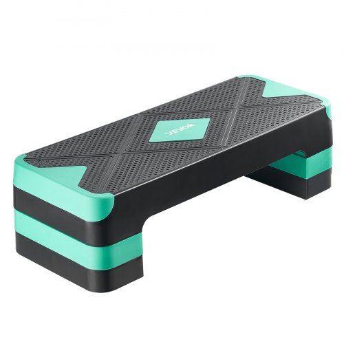

Aerobic Exercise Step Platform Height Adjustable Workout Stepper 4 Riser Green