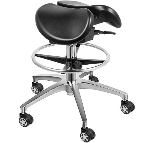 Twin Adjustable Saddle Chair Stool Leather Blood Circulation Gas Lift Massage