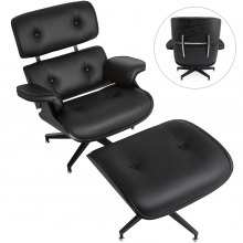 Lounge Chair & Ottoman Classic Style Pu Leather Chair With Footrest Mid-century