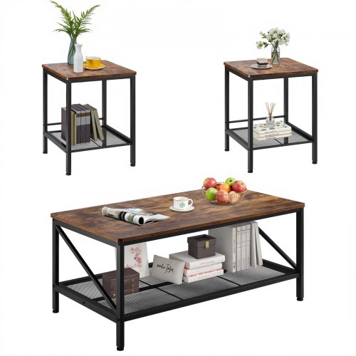 

VEVOR 3 Pieces Living Room Table Sets 41.3 in Coffee Table with 2 End Tables