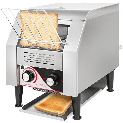 VEVOR Commercial Conveyor Toaster, 150 Slices / Hour, 1340W Stainless Steel Heavy Duty Industrial Toasters w/ 7 Speed Options, Countertop Electric Res