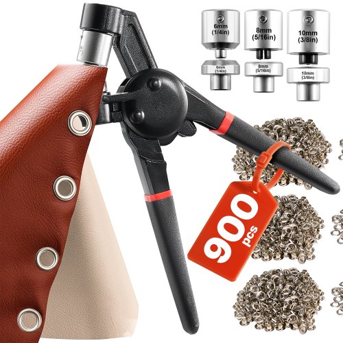 

VEVOR Grommet Tool Kit 900 PCS 1/4Inch 5/16Inch 3/8Inch Metal Eyelets Grommets