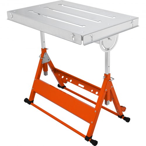 VEVOR Welding Table 76.2 cm x 50.8 cm, 181.4 kg Load Capacity Steel Welding Workbench Table on Wheels, Folding Work Bench with Three 2.8 cm Slot, 3 Tilt Angles, Adjustable Height, Retractable Guide Rails