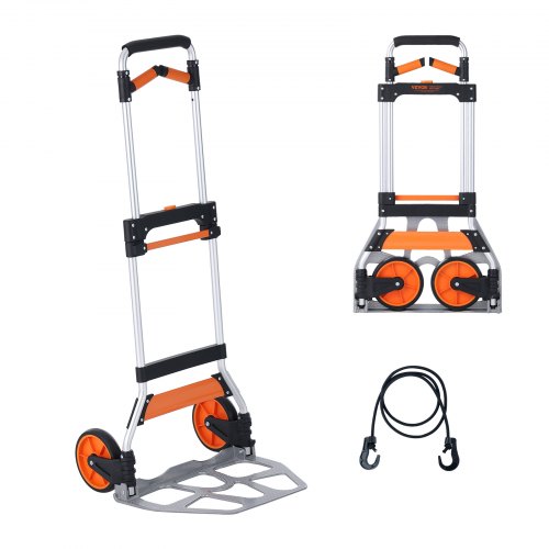 

VEVOR Folding Hand Truck, 309 lbs Load Capacity, Aluminum Portable Cart, Convertible Hand Truck and Dolly with Telescoping Handle and PP+TPR Wheels, Ultra Lightweight Super Strong for Moving Warehouse