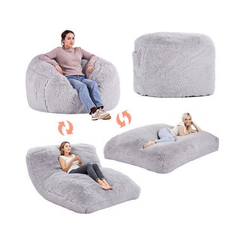 

VEVOR Bean Bag Bed Chair Convertible from Chair to Lounge or Mattress Grey-Full, 1118 x 1118 x 686 mm