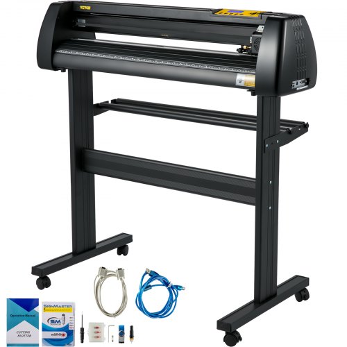 

VEVOR Vinyl Cutter Machine, 34 Inch Paper Feed Cutting Plotter Bundle, Adjustable Force & Speed Vinyl Printer, LCD Display Windows Compatible Sign Making kit with Signmaster Software, Supplies, 3 Blad
