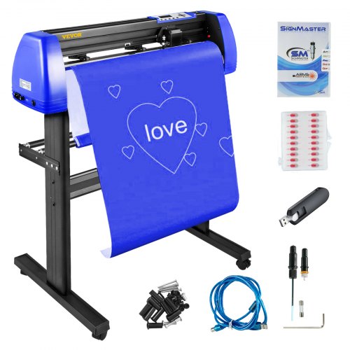 

VEVOR Vinyl Cutter 28 Inch Vinyl Cutter Machine with 20 Blades Maximum Paper Feed 720mm Vinyl Plotter Cutter Machine with Sturdy Floor Stand Adjustable Force and Speed for Sign Making