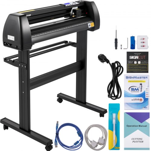 

VEVOR Vinyl Cutter Machine, 28" Vinyl Plotter, LCD Display Plotter Cutter, Three Adjustable Pinch Rollers Sign Cutting Plotter, Vinyl Cutter with SignCut and SignMaster Software for Design and Cut