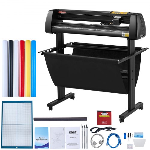 

VEVOR Vinyl Cutter 34Inch Bundle, Vinyl Cutter Machine Manual Vinyl Printer LCD Display Plotter Cutter Sign Cutting with Signmaster Software for Design and Cut,with Supplies, Tools