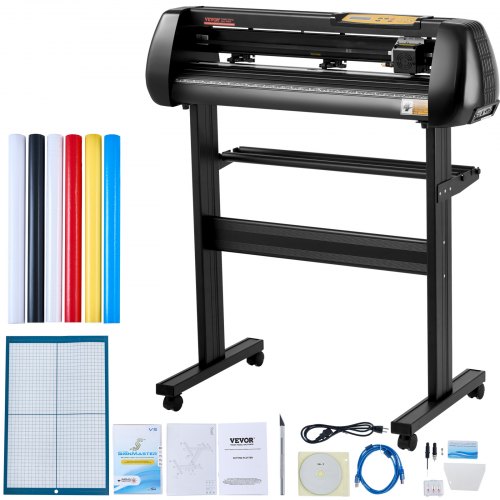 VEVOR Vinyl Cutter Machine, Upgraded 28 Inch Paper Feed Cutting Plotter Bundle, Adjustable Force & Speed Vinyl Printer with Powerful Stepper Motors, S