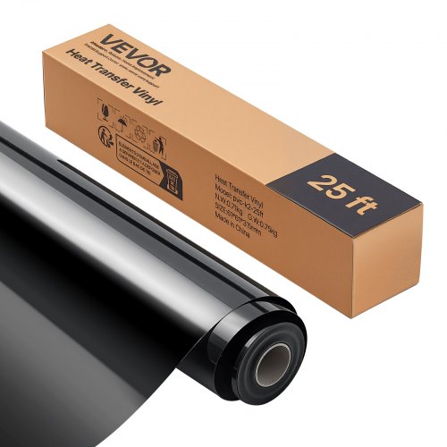 

VEVOR Heat Transfer Vinyl, 304.8 x 7260mm, Glossy Black HTV Iron on Vinyl Roll, Easy to Cut and Weed, Strong Adhesion, Compatible with Cutting Machines, for Various Materials, T-shirts, Pillows, Hats