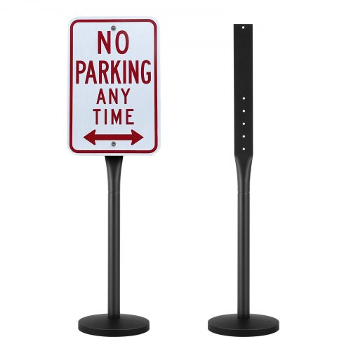 

VEVOR Cast Iron Sign Post, 4 ft Portable Heavy Duty Steel Post Sign Holder with Hard Plastic Base & Wheels, U-Channel Sign Stand for Garden, Courtyard, Farm or Traffic Intersection, Black