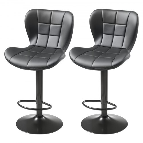 VEVOR Bar Stool Set of 2, Modern PU Leather Counter Height Stools, Swivel Kitchen Barstool with Back and Footrest, Height Adjustable Armless Bar Chair