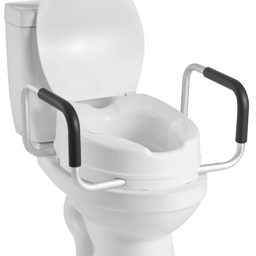 

VEVOR Raised Toilet Seat with Arms, 300 lbs Load Capacity, 4-Inch Lift Height, Widened Commode Elevated Toilet Seat Riser with Padded Handles for Seniors, Elderly, Handicap, Disabled, and Adults Use