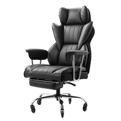 

VEVOR Executive Office Chair High Back Chair Footrest & Removable Armrests Black