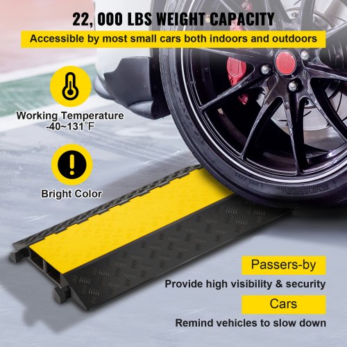 2-Channel Rubber Cable Protector Ramp Cord Hose Bridge High Visible Vehicle 