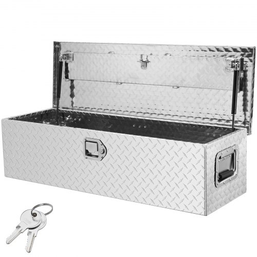 

VEVOR Heavy Duty Aluminum Truck Bed Tool Box, Diamond Plate Tool Box with Side Handle and Lock Keys, Storage Tool Box Chest Box Organizer for Pickup, Truck Bed, RV, Trailer, 39"x13"x10", Silver