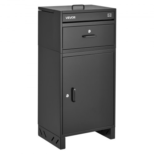 VEVOR Package Delivery Box for Outside 38.78 in Large Metal Parcel Drop Box, for Porch, Curbside & House Storage, Lockable Anti-Theft Waterproof Weatherproof, Thick Secure Mailbox for Outdoor, Black