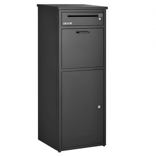 VEVOR Package Delivery Box for Outside 44.49 in Large Metal Parcel Drop Box, for Porch, Curbside & House Storage, Lockable Anti-Theft Waterproof Weatherproof, Thick Secure Mailbox for Outdoor, Black