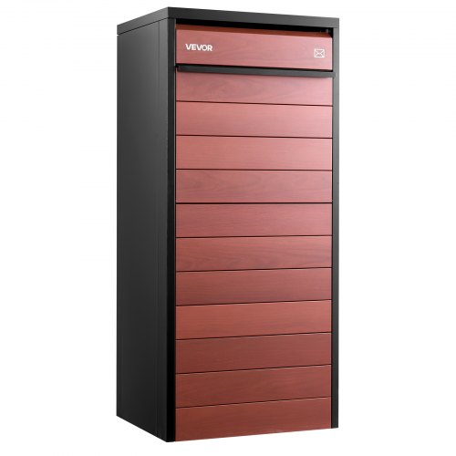 Vevor Package Delivery Box for Outside 44.09 in Large Metal Parcel Drop Box, for Porch, Curbside & House Storage, Lockable Anti-Theft Waterproof Weatherproof, Secure Mailbox for Outdoor, Black & Brown