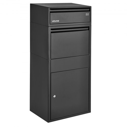 VEVOR Package Delivery Box for Outside 47.24 in Large Metal Parcel Drop Box, for Porch, Curbside & House Storage, Lockable Anti-Theft Waterproof Weatherproof, Thick Secure Mailbox for Outdoor, Black