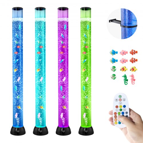 VEVOR Sensory Bubble Tube Lamp, 3.3 ft Bubble Fish Tube, Sensory Aquarium Lamp with 10 Floating Fish & 16 Color Effects, Remote Control, Stress Relief Calming Light for Bedroom Living Room Home Decor