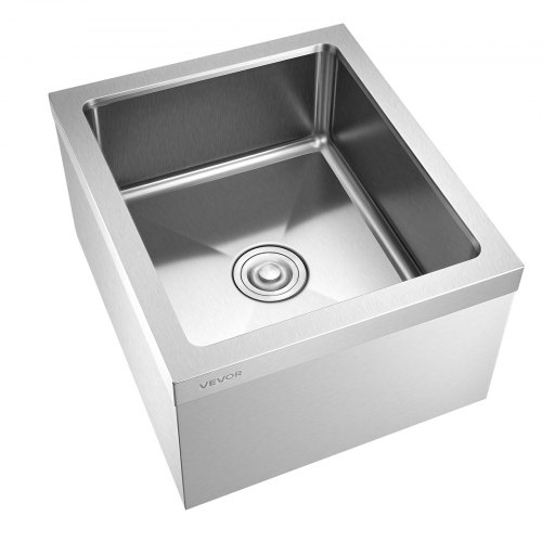 VEVOR Stainless Steel Floor Mop Sink 22 x 19 x 12 in with Wall-Mounted Bracket