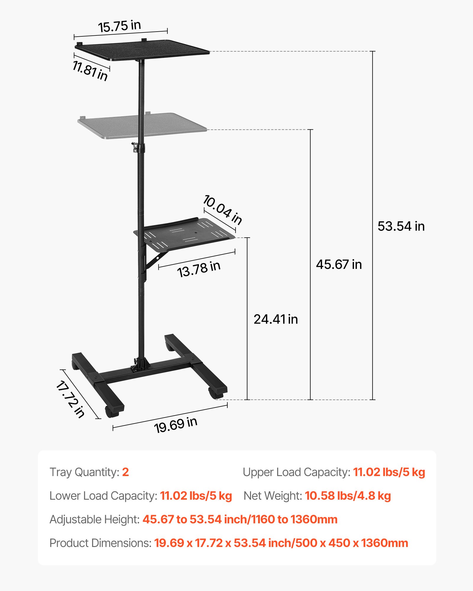 Projektorialus, 18 kg, 1360 mm