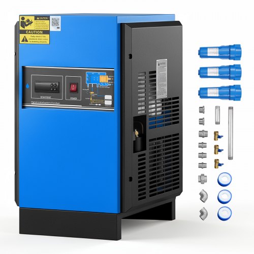 VEVOR Compressed Air Dryer, 50CFM Refrigerated Air Dryer, 120V 60Hz Industrial Refrigerated Air-Drying System for 10HP Compressors - with Color Screen Control Panel and Automatic Drainage