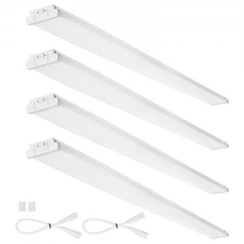

VEVOR 8FT LED Wraparound Light, 110W 10,000LM, Flush Mount LED Shop Light, 4 Pack 6500K Daylight LED Kitchen Ceiling Lighting Fixtures, for Garage Office Laundry Fluorescent Tube Replacement, FCC