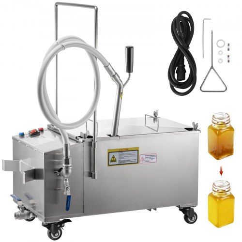 40L Oil Filter Oil Filtration System Cart Stainless Steel Shop Fryer Filter 300W 