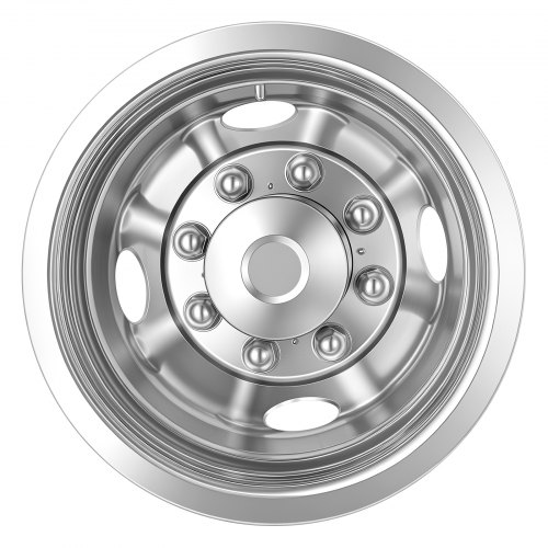 Vevor 16-Inch Wheel Simulator 8 Lug SUS304 Stainless Steel Rear Wheel Cover, Fit 1975-2025 Ford E350, E450 Models, 4 Hand Holes, Heavy-Duty Polished Appearance, Upgrade Replacements, for Trucks RVs