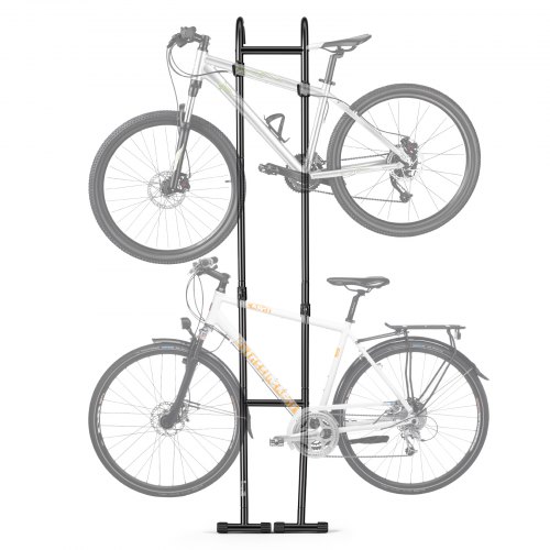 Vevor Bike Stand For 2 Bikes, Freestanding Vertical Bike Storage Rack, With Height-Adjustable Hooks, Heavy-Duty Carbon Steel Standing Bicycle Floor St-image