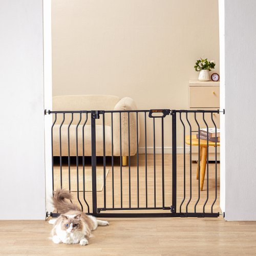 

VEVOR Baby Gate, 29.5"-53" Extra Wide, 30" High, Dog Gate for Stairs Doorways and House, Easy Step Walk Thru Auto Close Child Gate Pet Security Gate with Pressure Mount Kit and Wall Mount Kit, Black