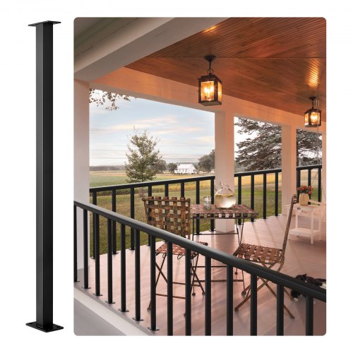 

VEVOR Cable Railing Post 36x1.5x1.5in Steel Railing Post Without Holes 1Pc Black