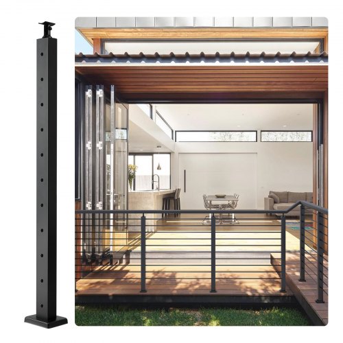 

VEVOR Cable Railing Post Level Deck Stair Post 36 x 0.98 x 1.97" Cable Handrail Post Stainless Steel Brushed Finishing Deck Railing Pre-Drilled Pickets with Mounting Bracket Stair Railing Kit Black